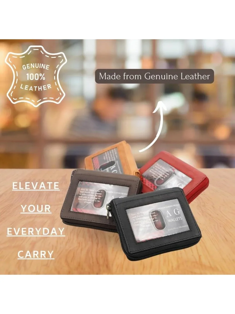 Stylish Men's Zip Around Leather Wallet with Card Inserts - Black, Durable